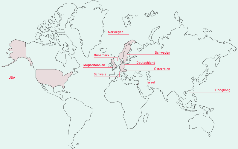 Standorte der Prosiebensat.1 Group (Weltkarte)